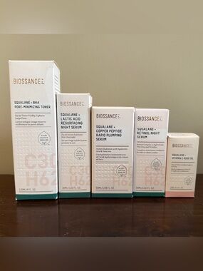 New Biossance Skin Care, Vegan, Plant Derived, Set of 5